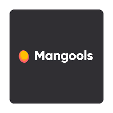 Mangools logo which is white text Mangools with a capital M and an oval logo to the left which has red and orange colours in it.