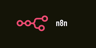 n8n logo which is n8n written in lower case white text.  There is also a pink connector symbol to the left, all on a black background