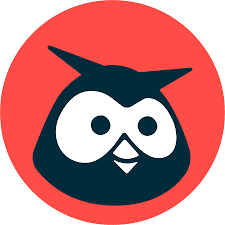 Hootsuite logo which is a black and white owl head inside a red circle