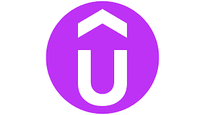 Udemy logo which is a white U inside a purple circle and the tip of a pointed white arrow above the U