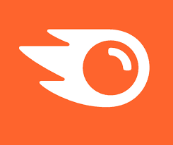 SEMrush logo which is an orange ball with white flames surrounding it, on an orange background
