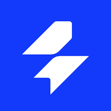 SE Ranking logo which is two white irregular shaped arrows on a blue background