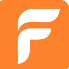 FlexClip logo which is a wavy capital F in white on an orange background