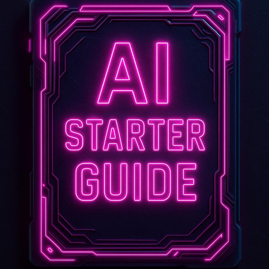 AI Starter Guide icon in pink neon